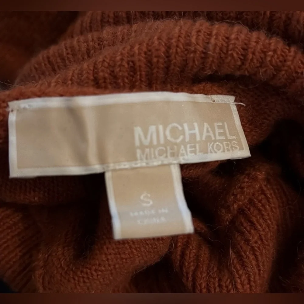 Michael Kors Burnt Orange Turtleneck Wool Alpaca Blend Knit Sweater Size S